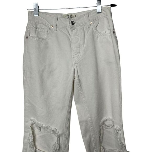 We The Free White Maggie Jeans Size 25 100% Cotton Cropped Bootcut Classic - Picture 2 of 11